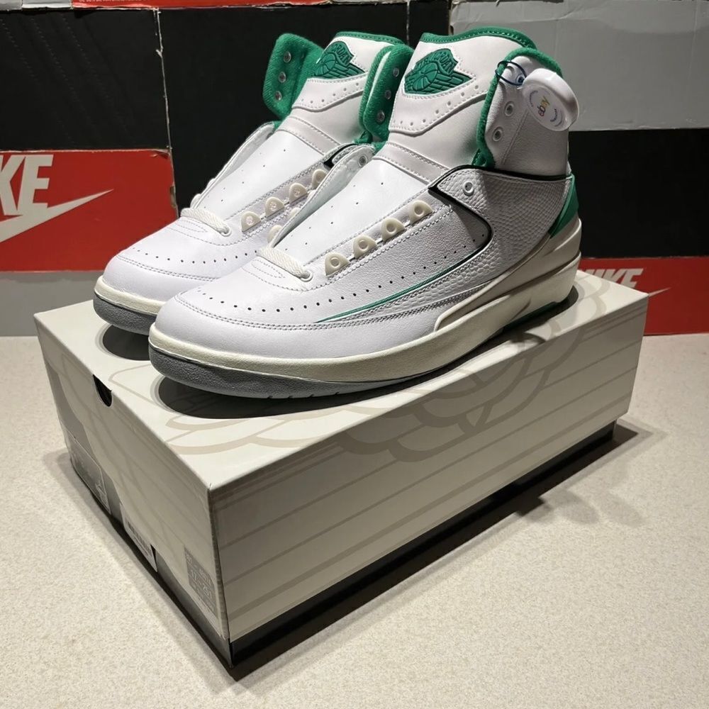 Air Jordan 2 White Sail Light Steel Grey Lucky Green DR8884-103 size 8 - 14